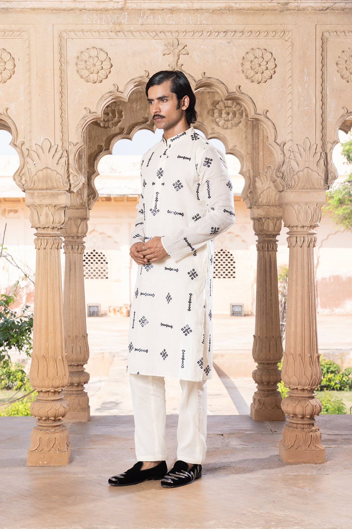 Center Square Embroidered Kurta Set