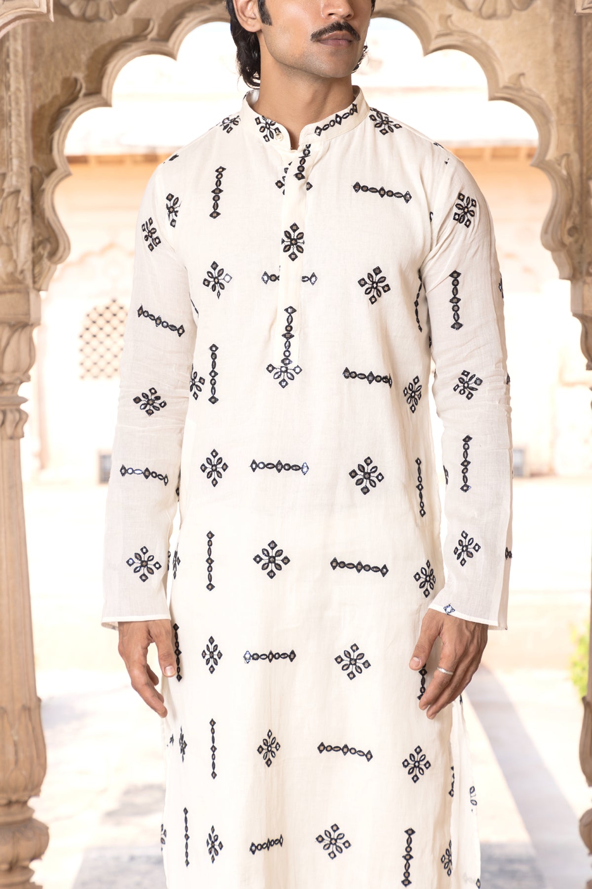 Center Square Embroidered Kurta Set