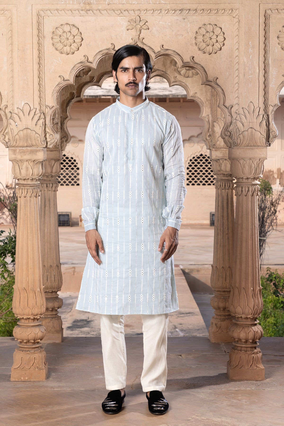 Ice Blue Three Diamond Kurta Set