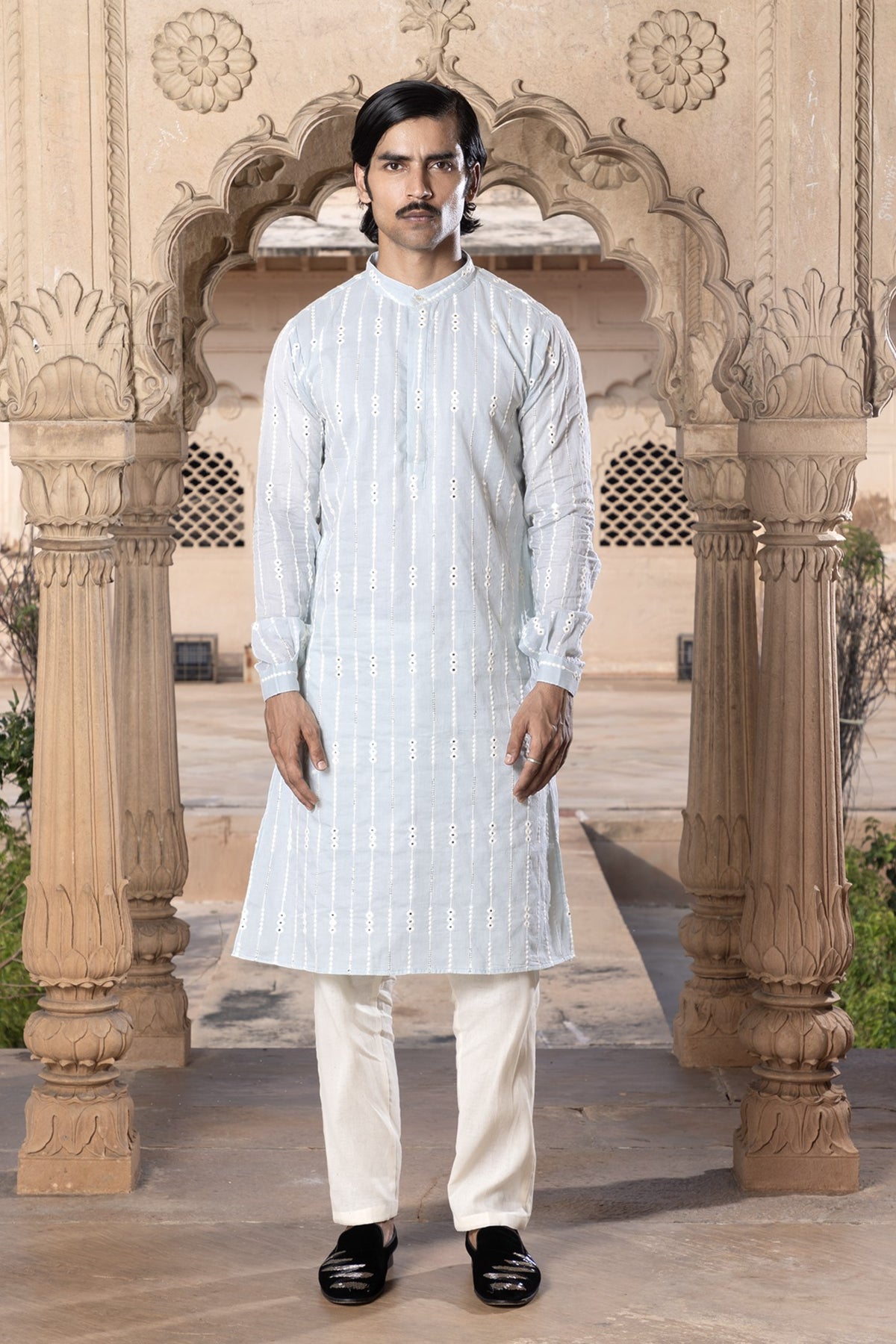 Ice Blue Three Diamond Kurta Set