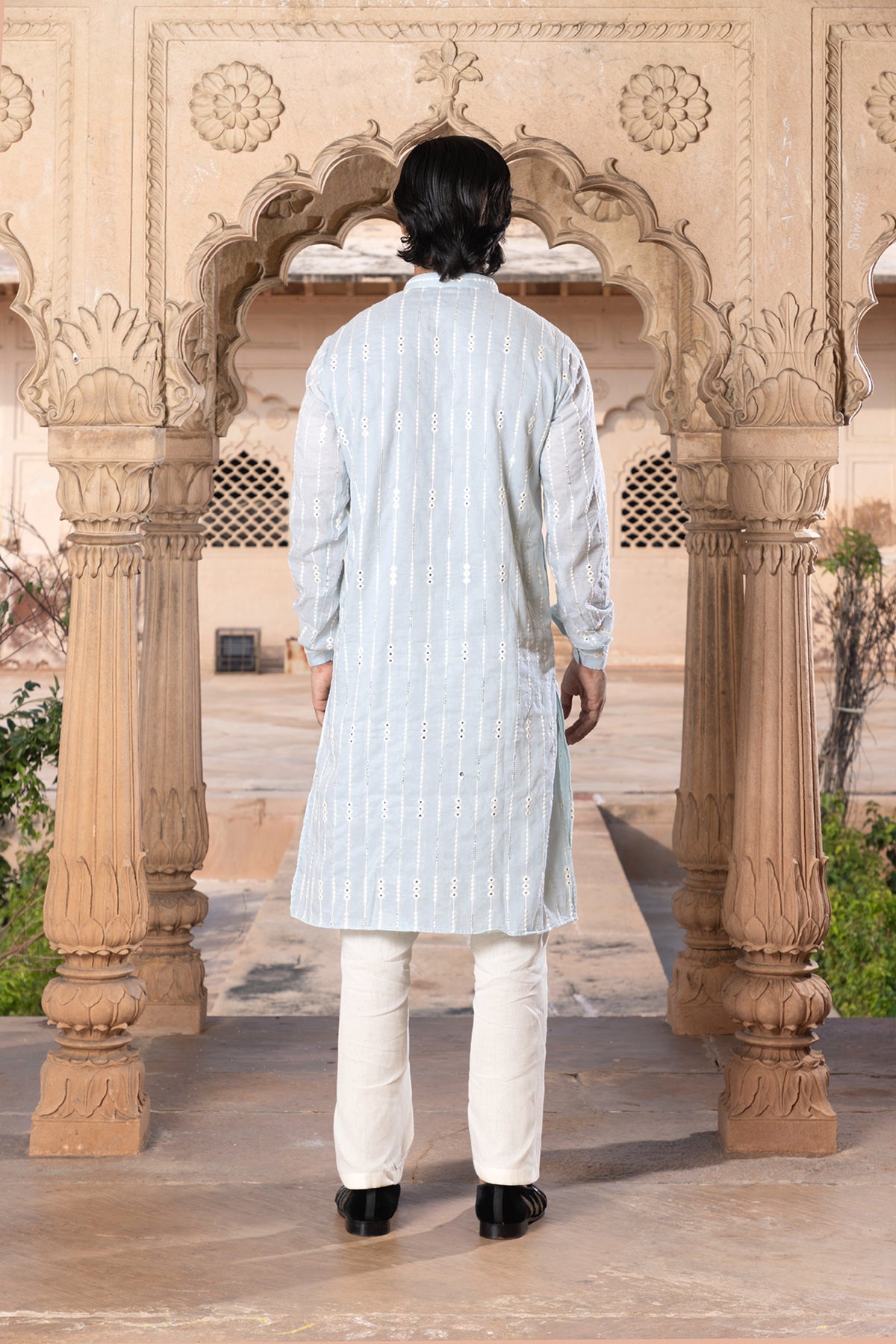 Ice Blue Three Diamond Kurta Set