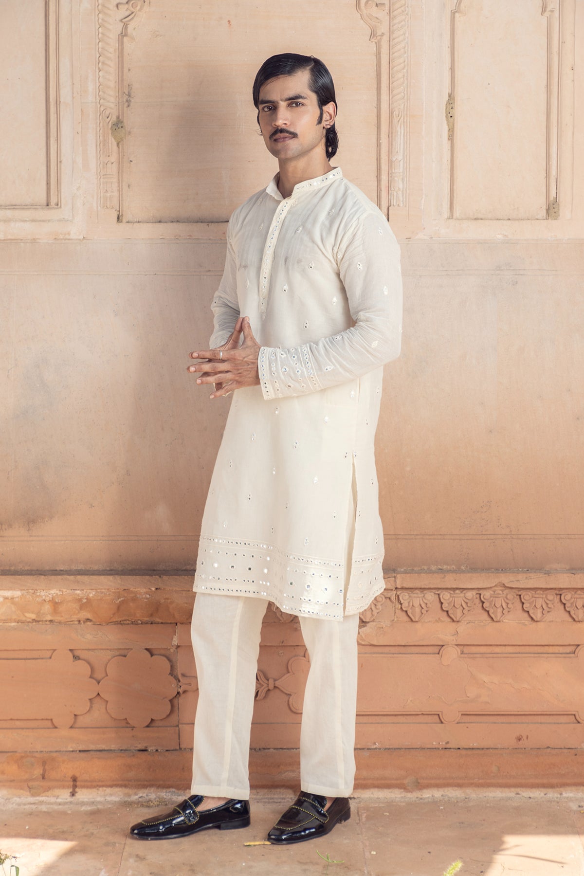 Three Line Embroidered Kurta Set