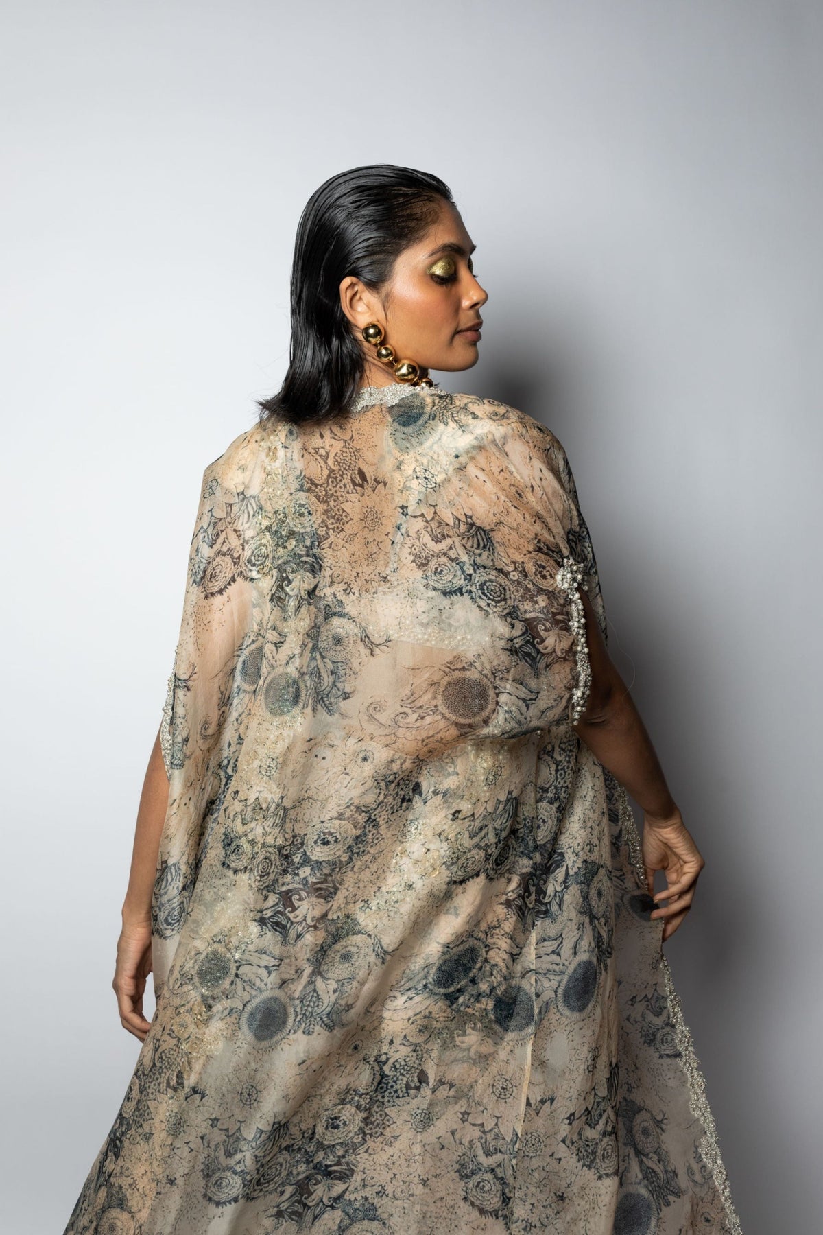 Blossom Saree With Cape