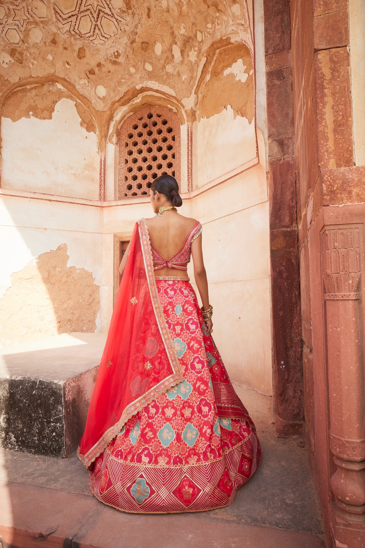 Hot Pink Banarasi Lehenga Set