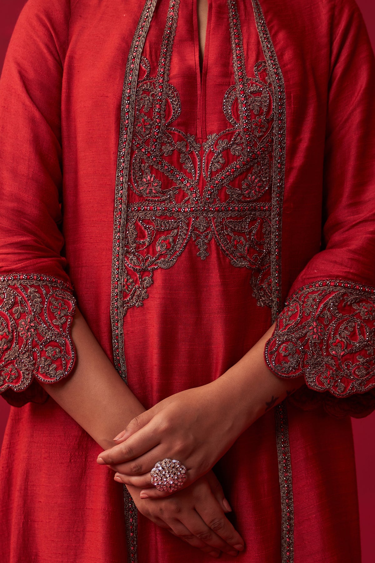 Red Metallic Bliss Kurta Set