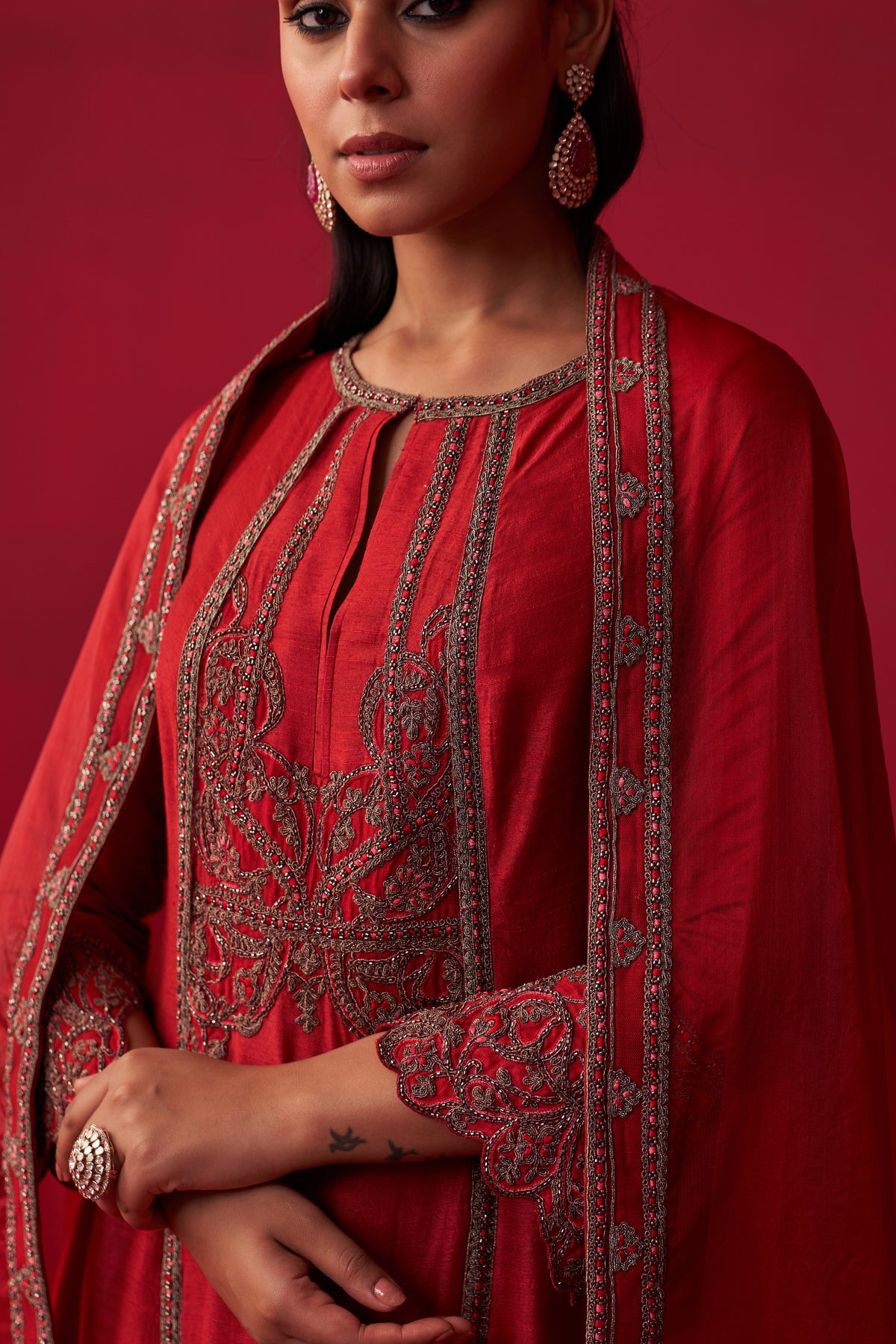 Red Metallic Bliss Kurta Set