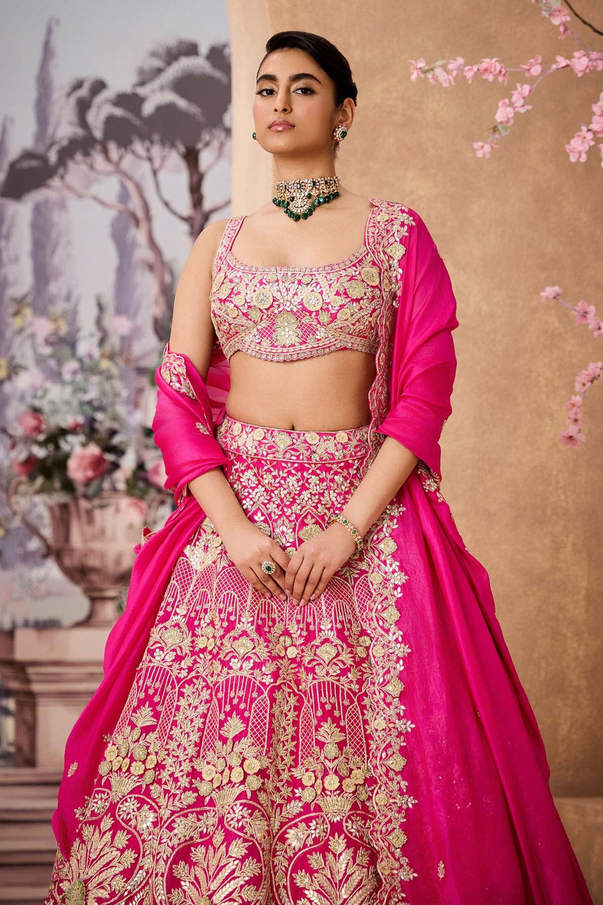 Srfz Pink 3d Lehenga Set