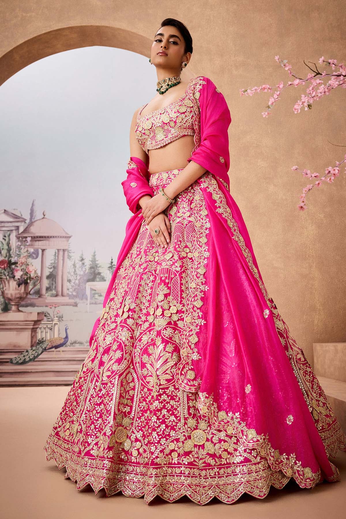 Srfz Pink 3d Lehenga Set