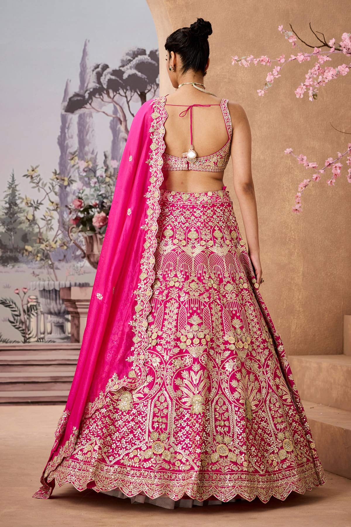 Srfz Pink 3d Lehenga Set