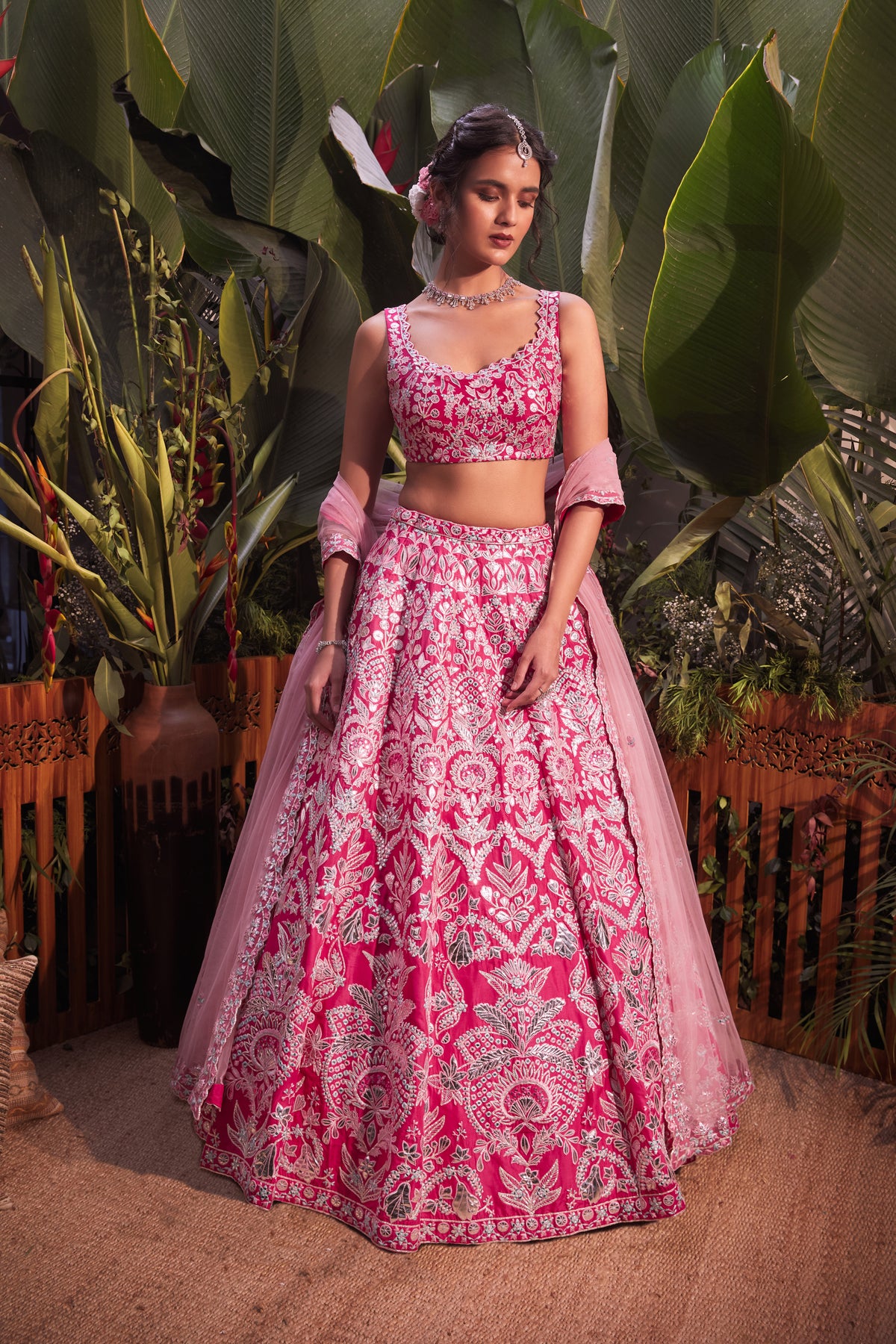 Rani pink silk lehenga