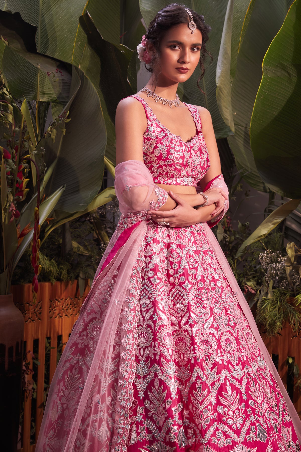 Rani pink silk lehenga