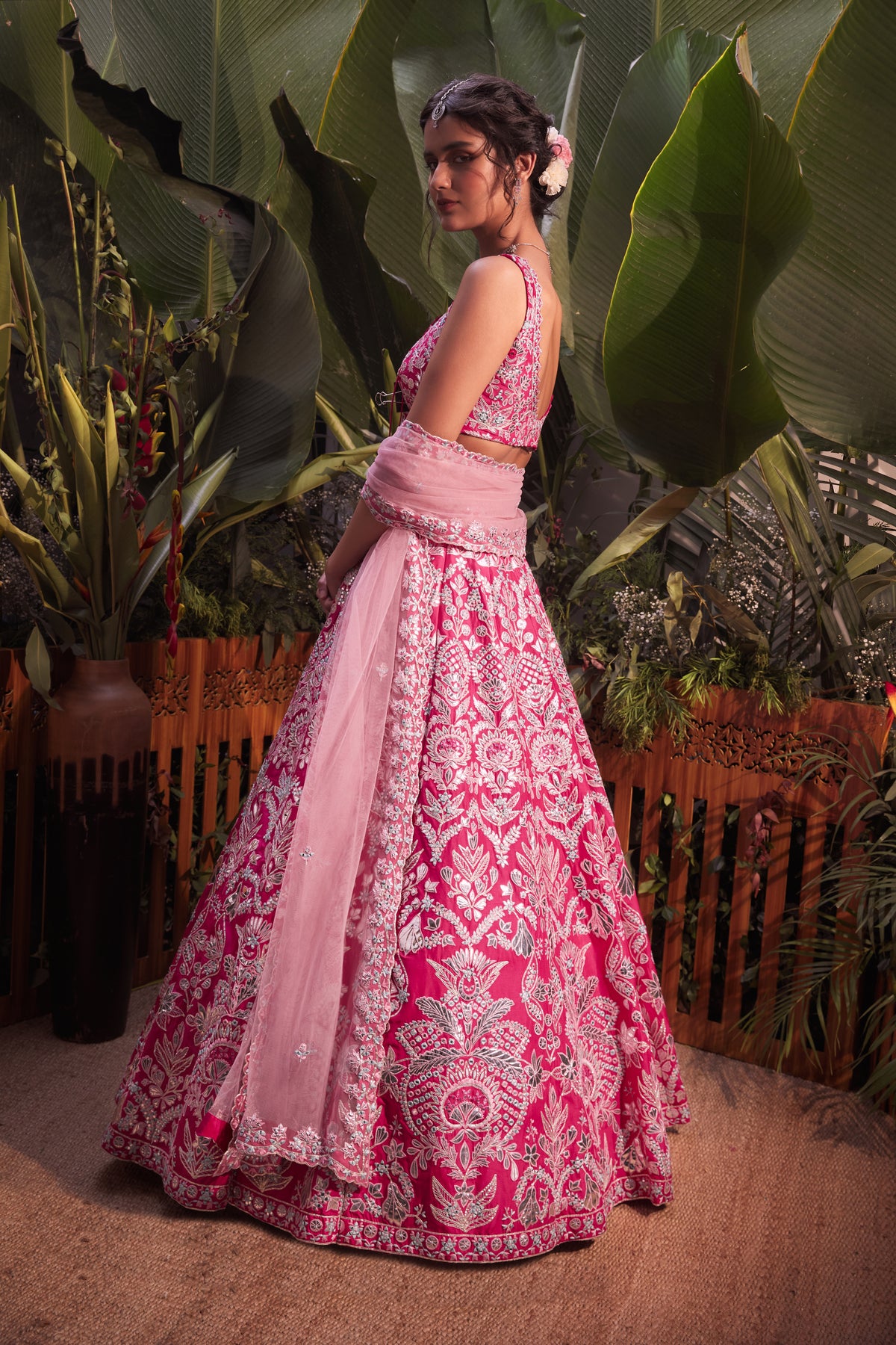 Rani pink silk lehenga