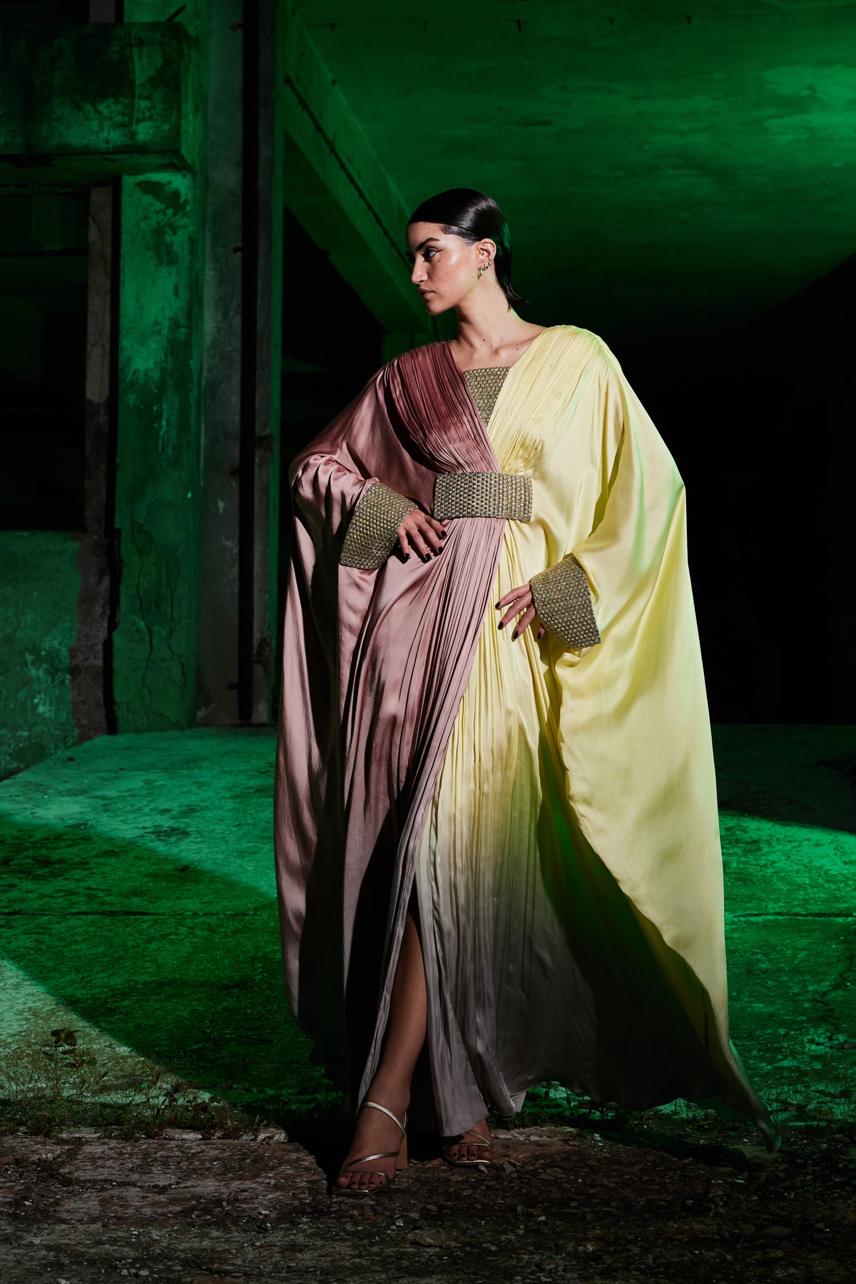 Gradient-dyed Gathered Kaftan