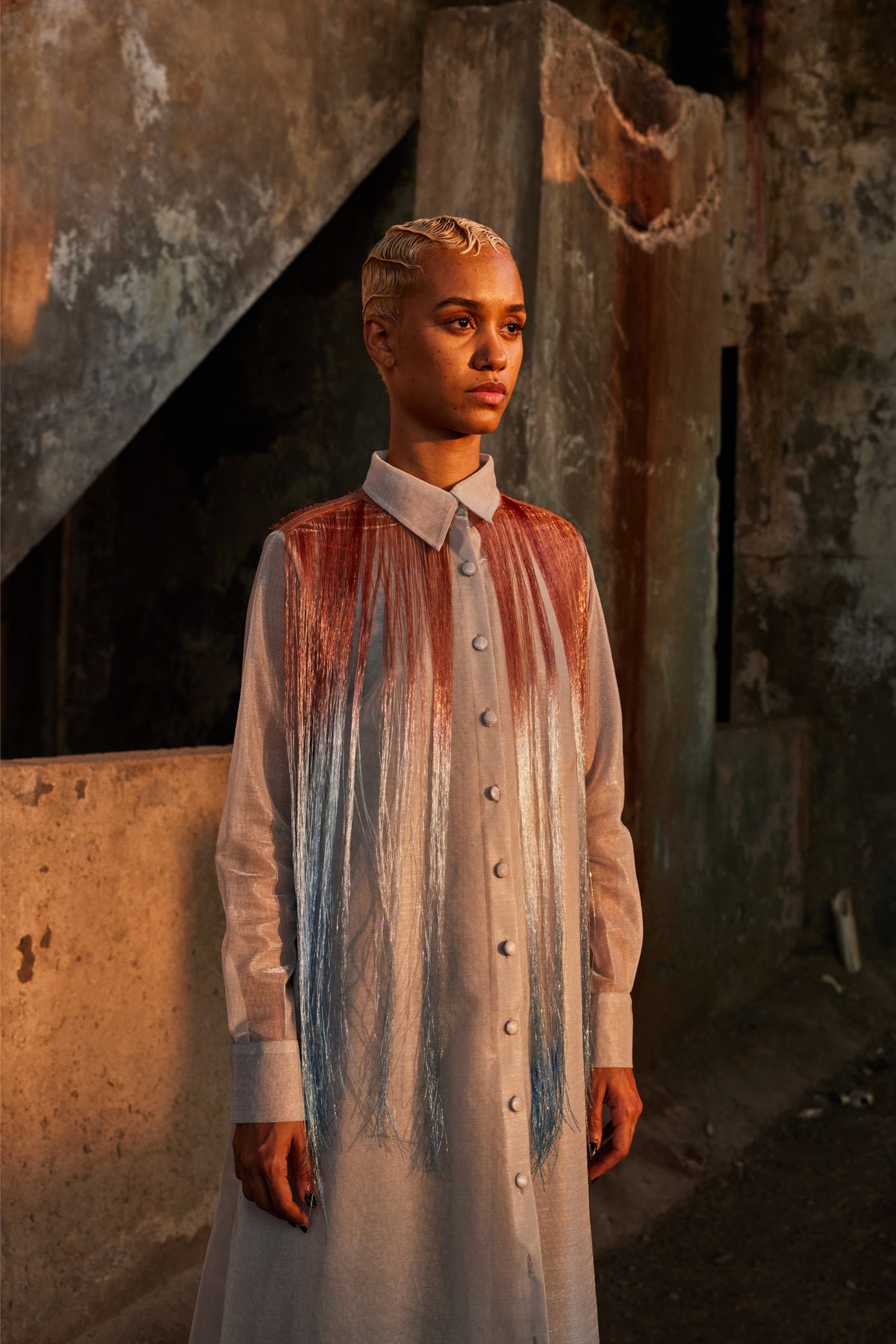 Gradient Glass Metallic Shirt Kaftan