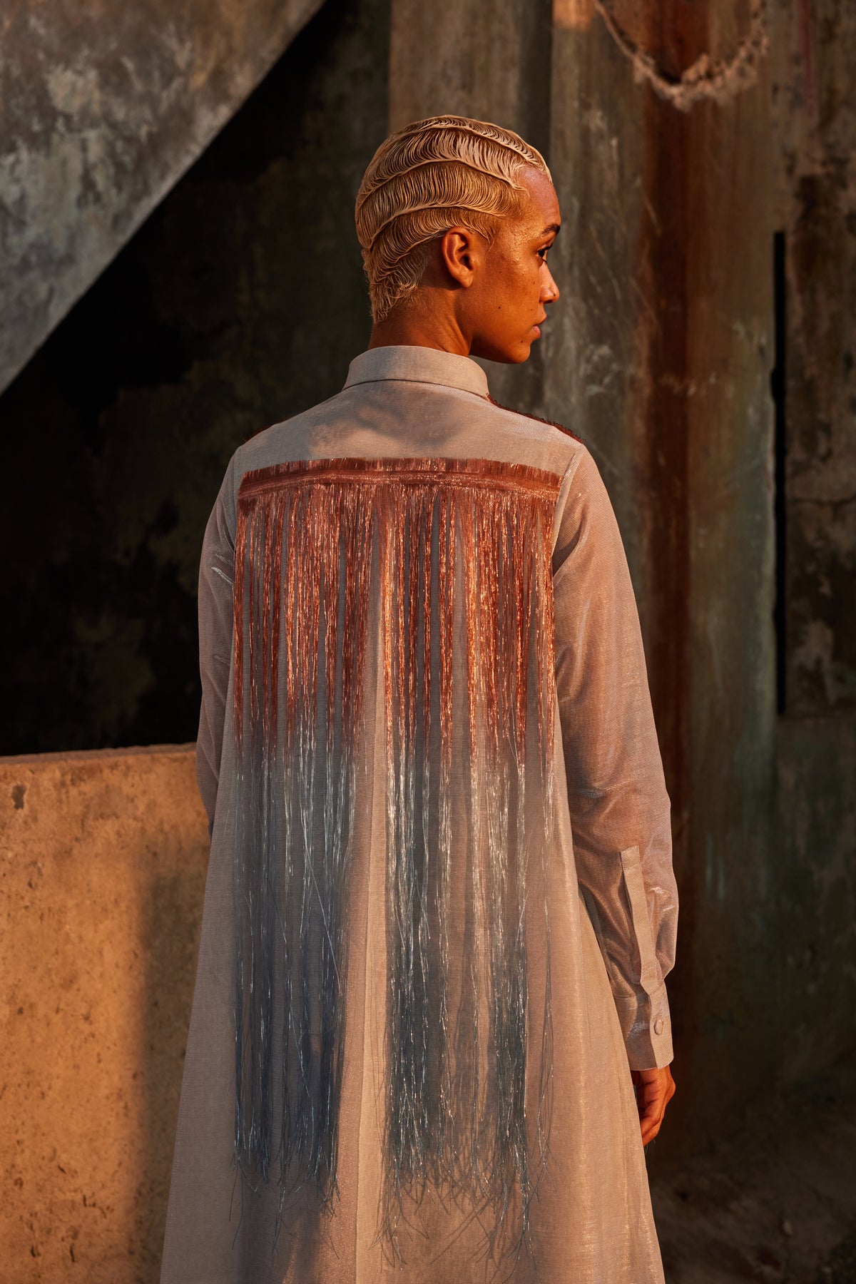 Gradient Glass Metallic Shirt Kaftan