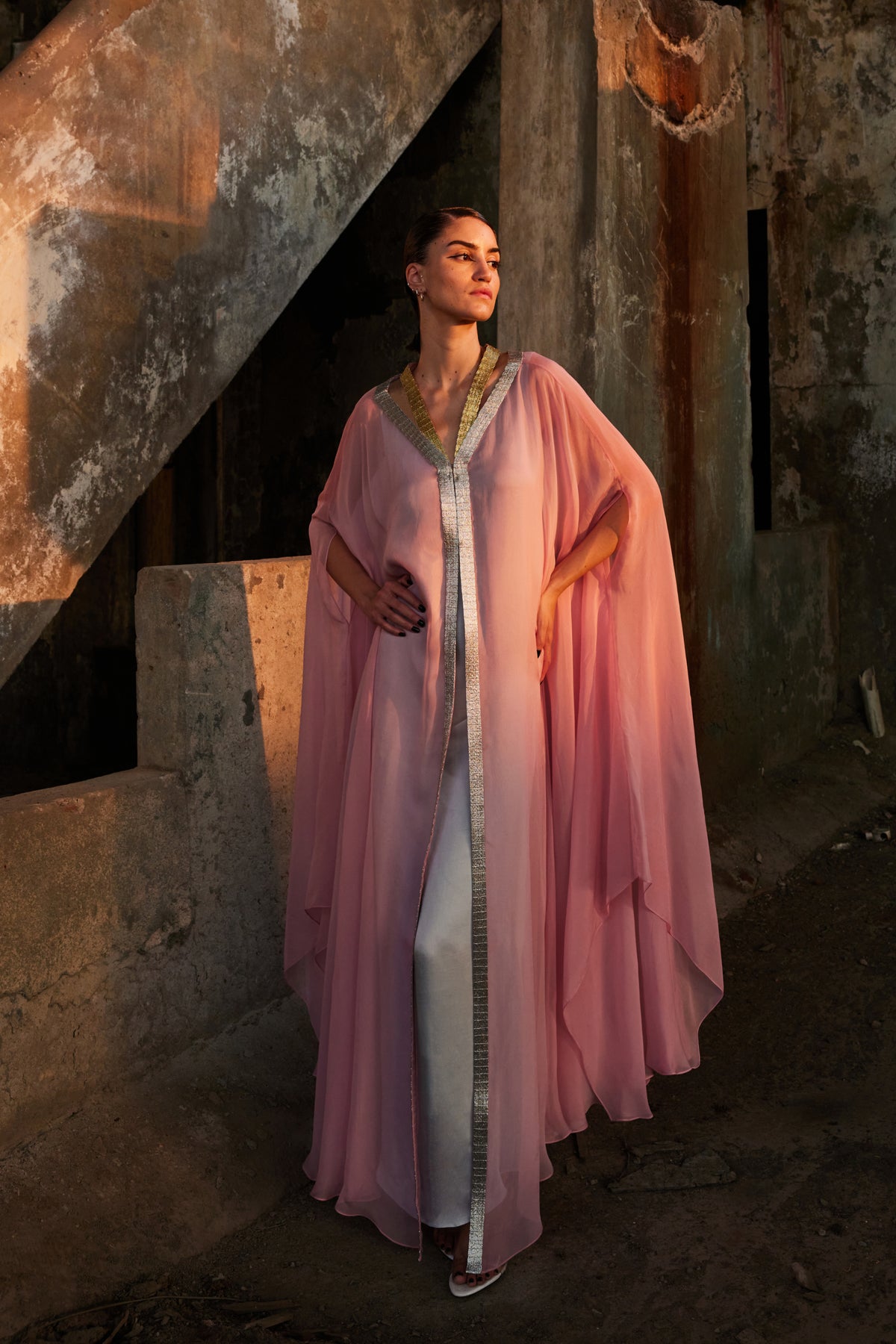 Metallic Tape Organza Kaftan