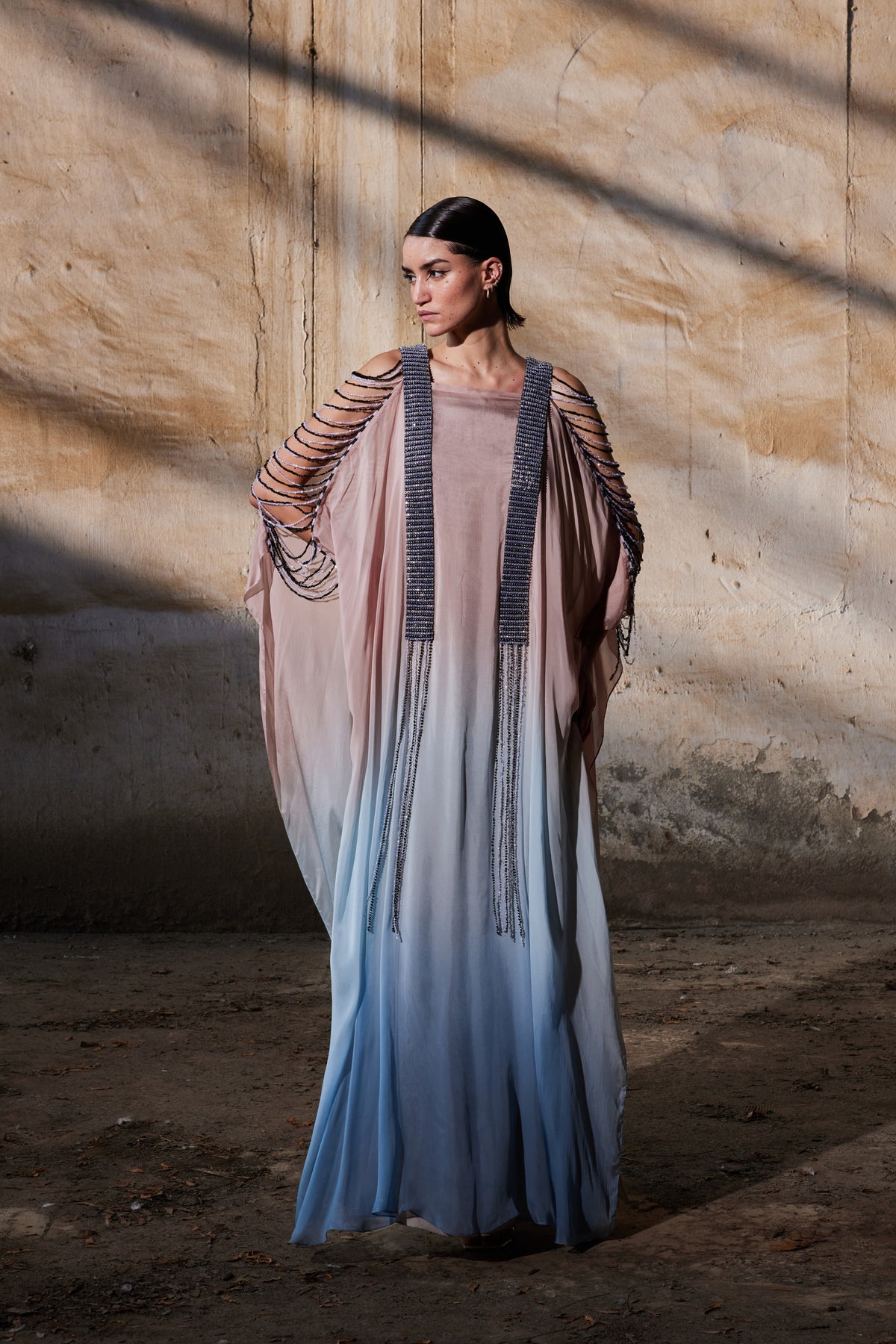 Gradient Sequin Tassel Kaftan