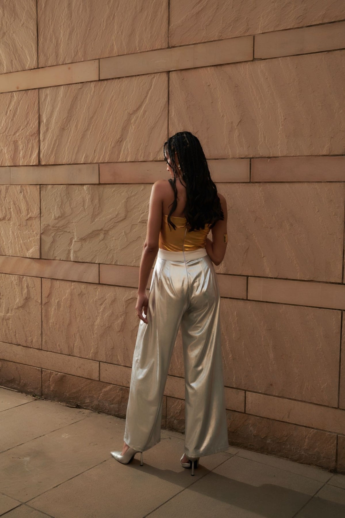 Gold Silver Leatherite Jumpsuit