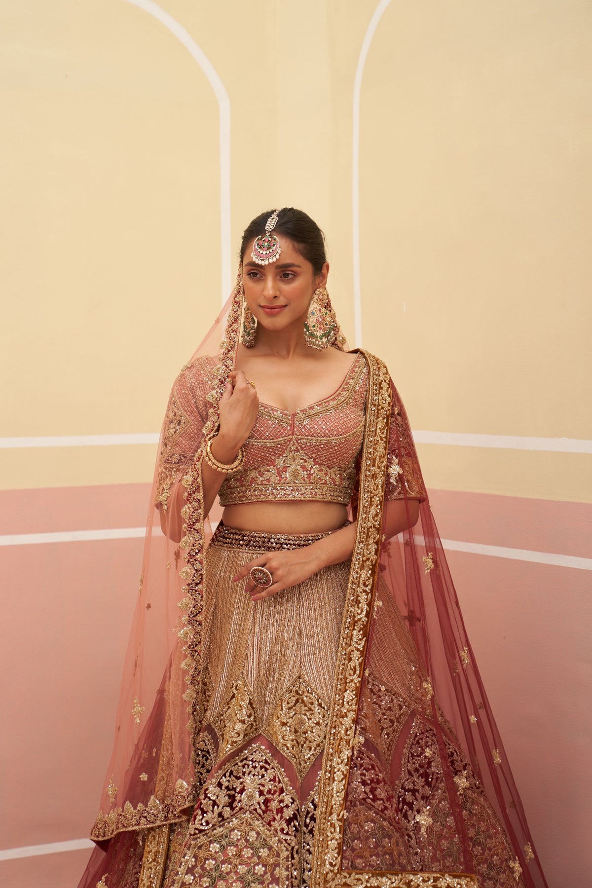 Onion Pink Organza Lehenga Set