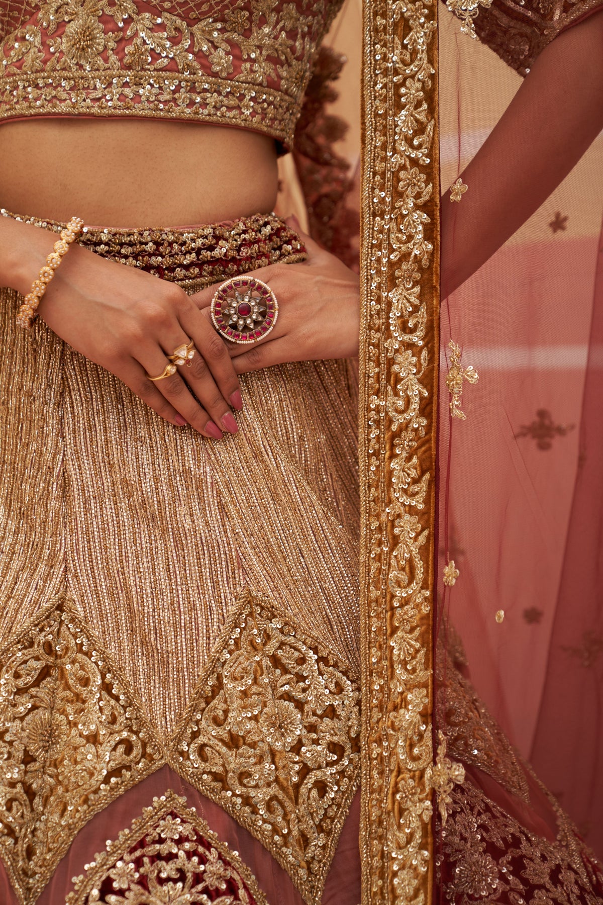 Onion Pink Organza Lehenga Set