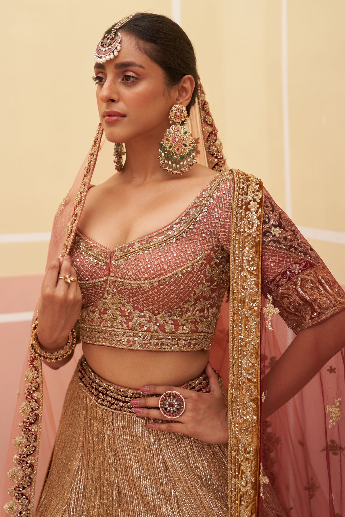 Onion Pink Organza Lehenga Set