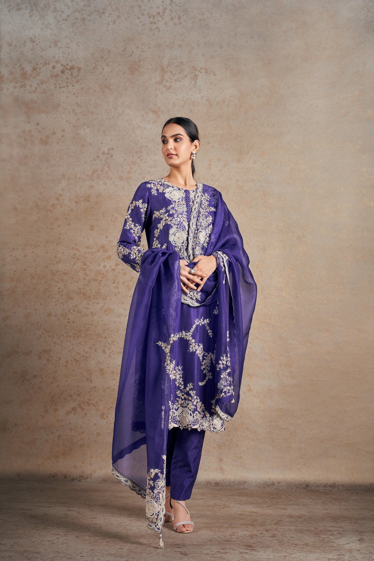 Classic Purple Dori Kurta Set.