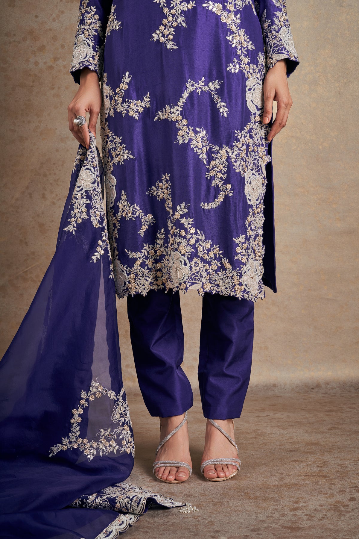 Classic Purple Dori Kurta Set.