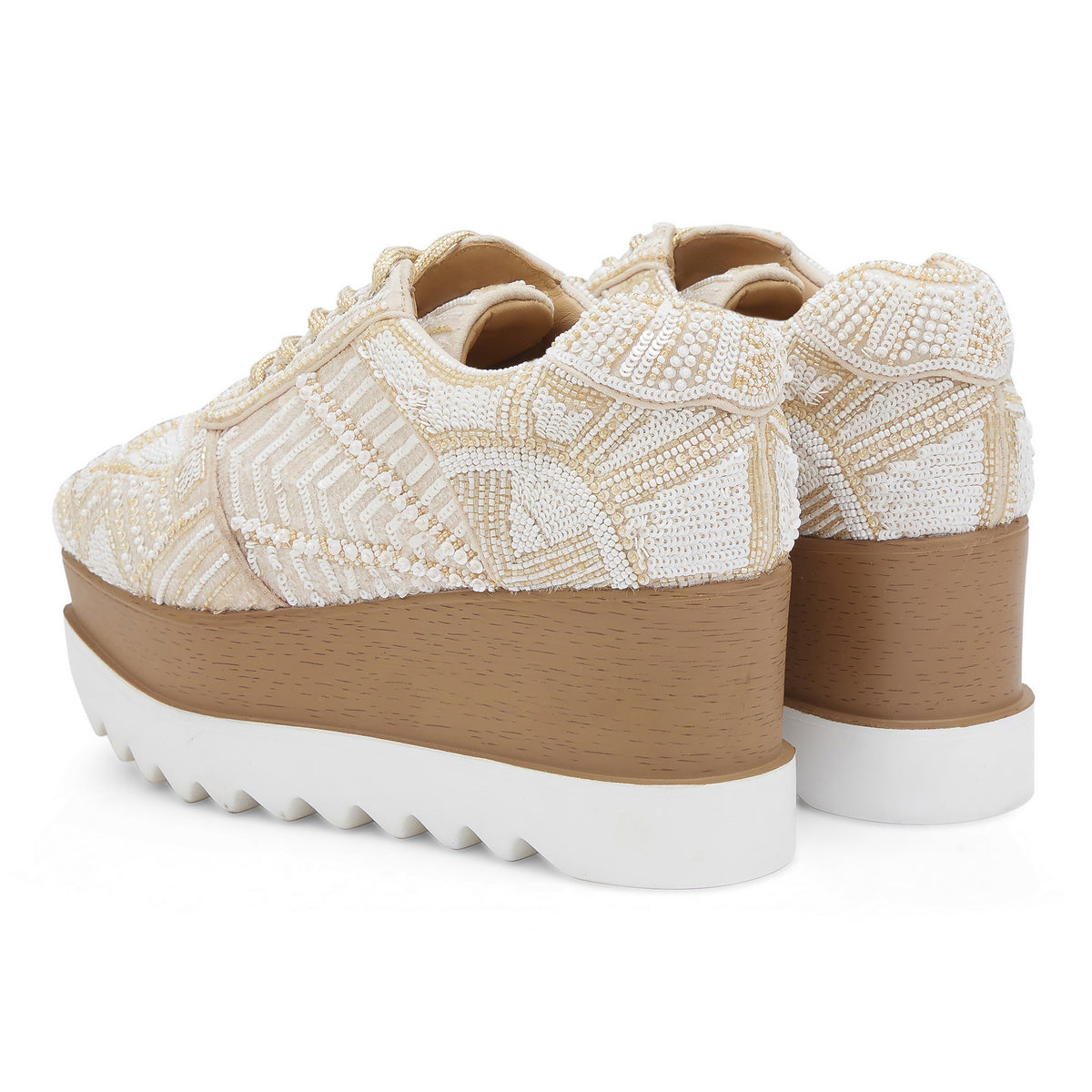 Latte Folk Wedding Wedge Sneakers