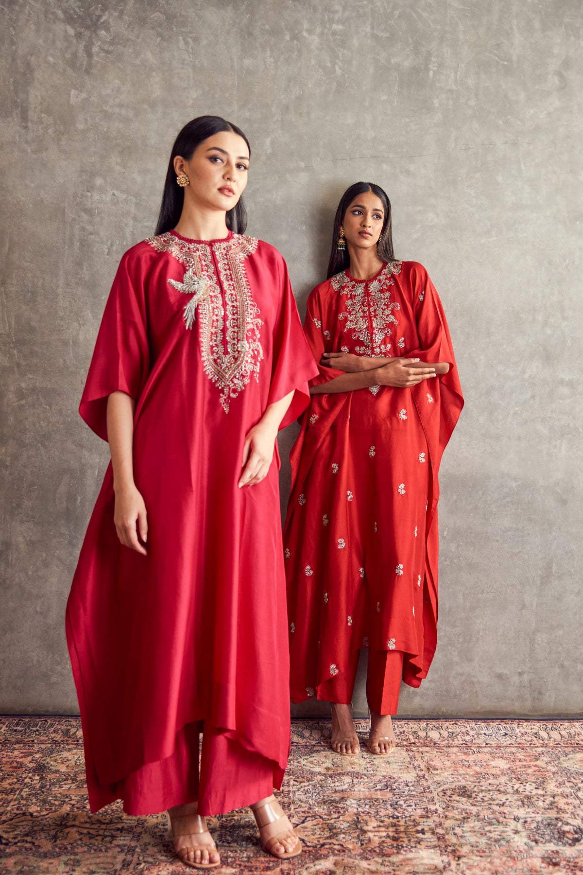 Red Embroidered Kaftan set