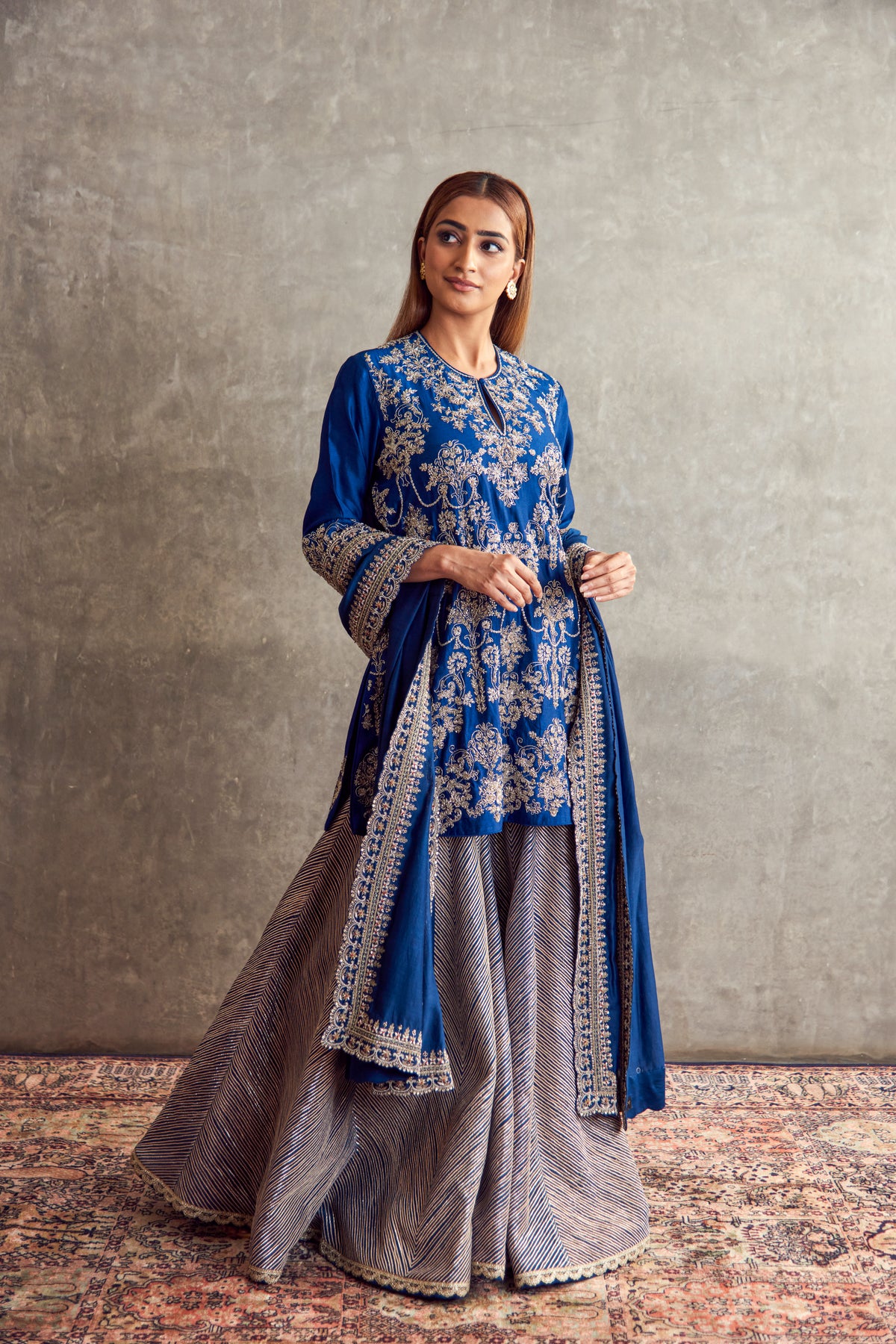 Navy Blue Sharara set