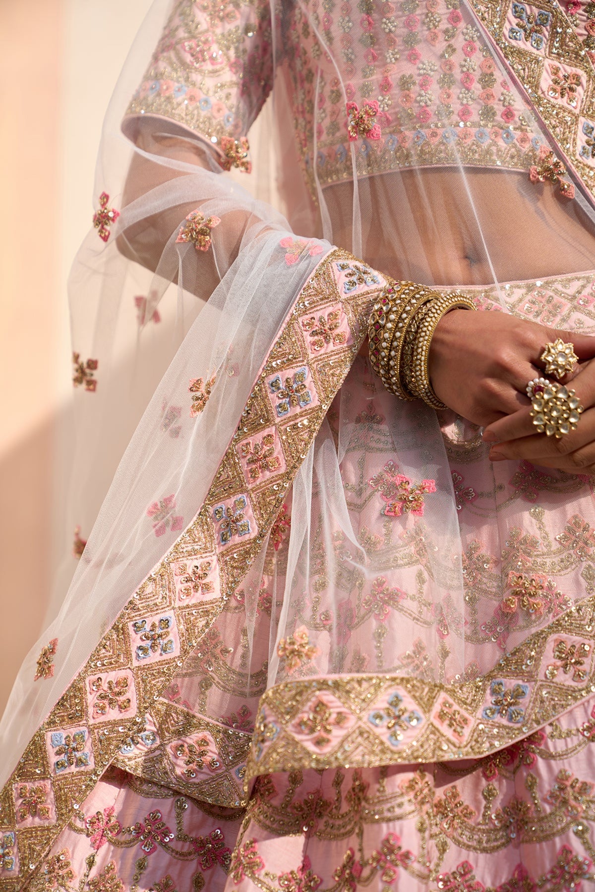 Double Dupatta Lehenga Set in Blush