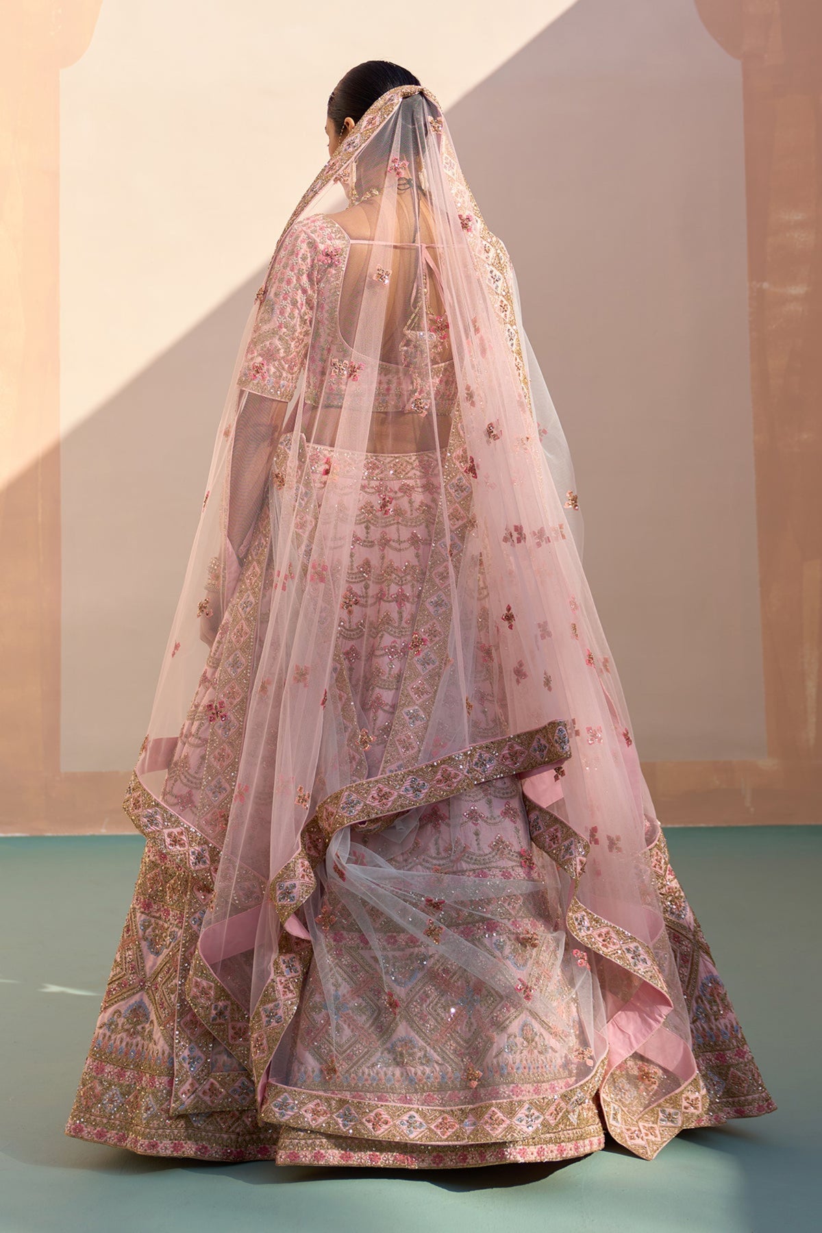 Double Dupatta Lehenga Set in Blush