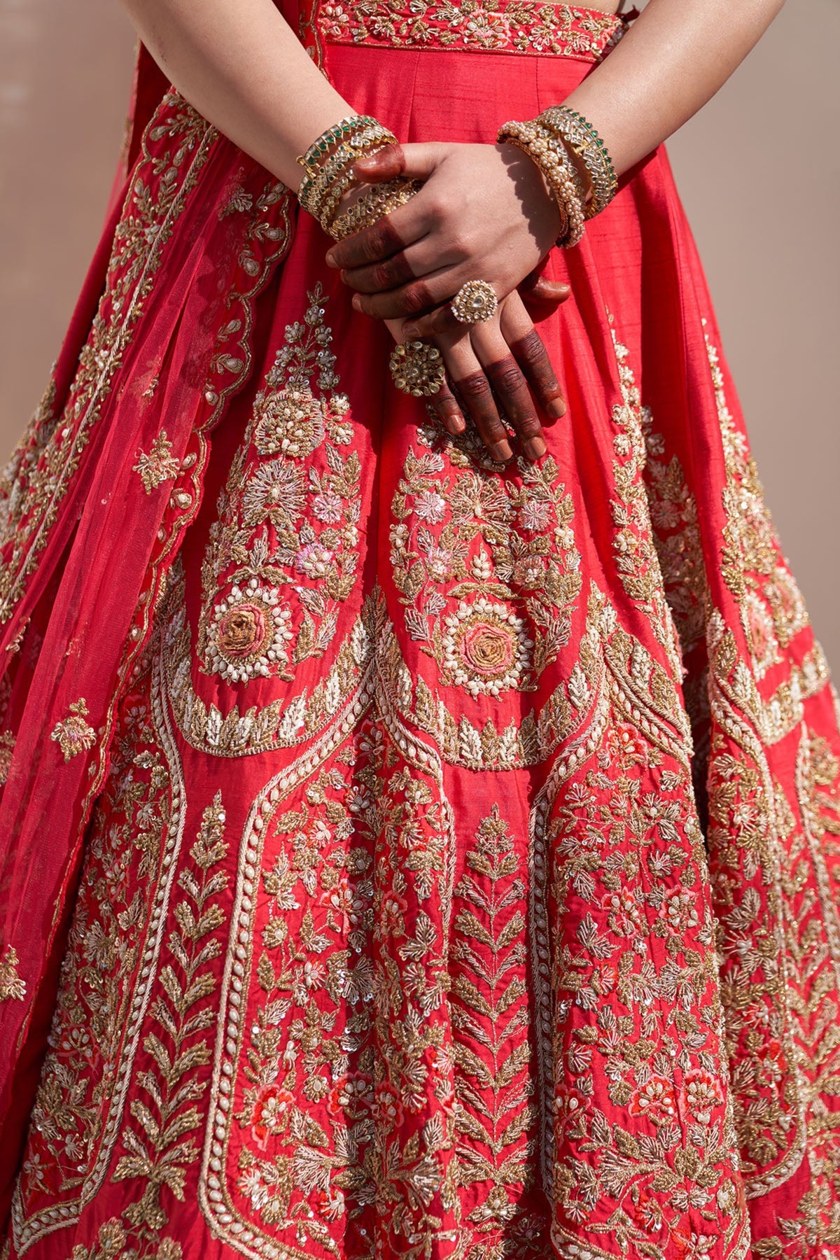 Double Dupatta Lehenga Set in Red