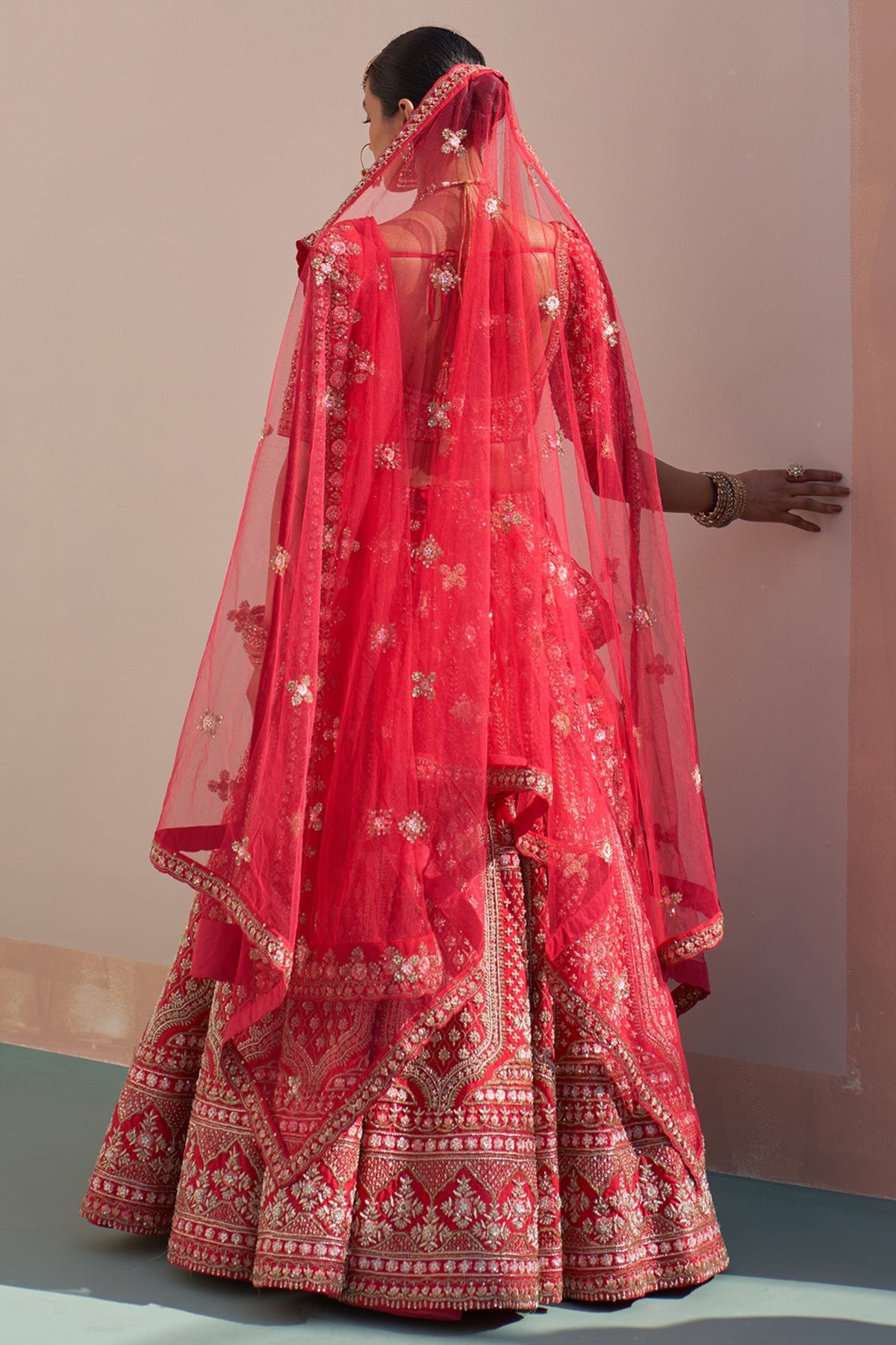 Raw Silk Double Dupatta Lehenga Set