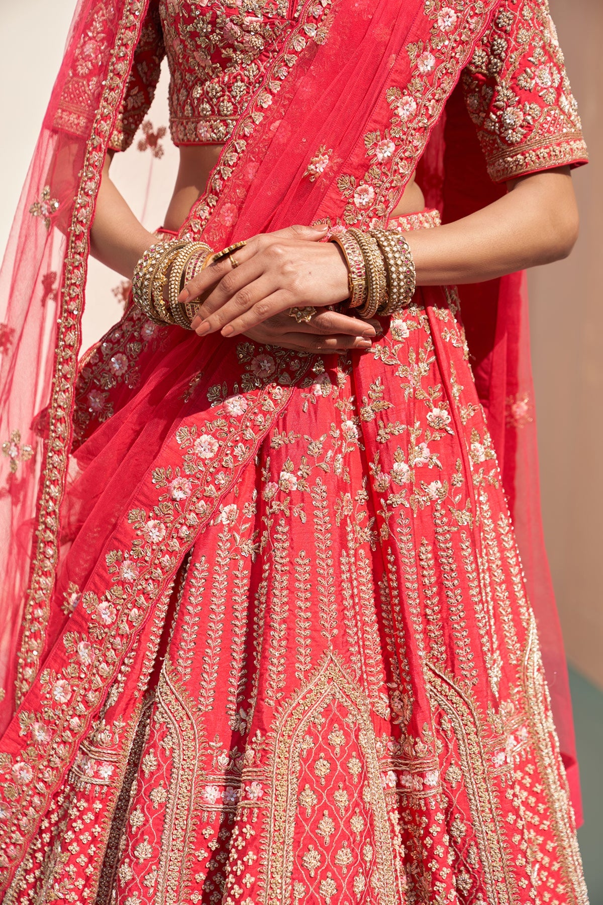 Raw Silk Double Dupatta Lehenga Set