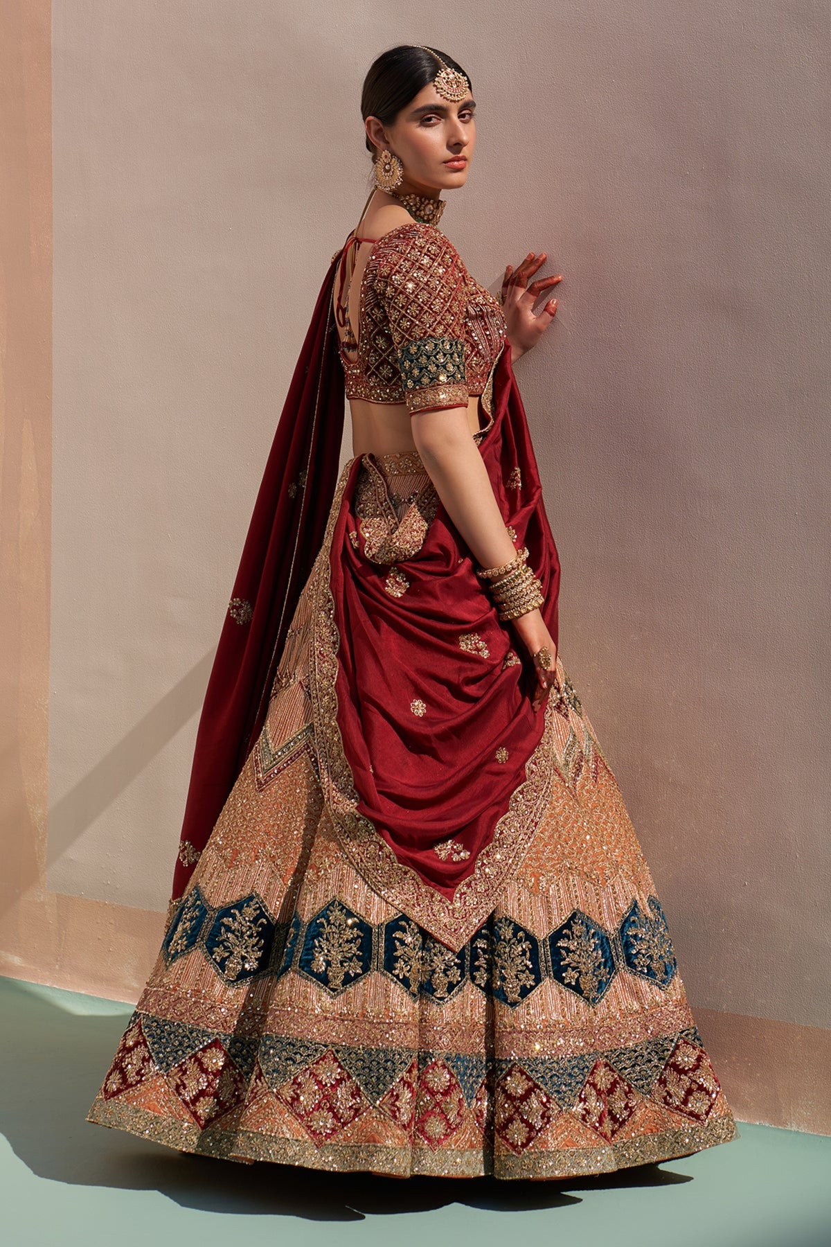 Nude Raw Silk Lehenga Set