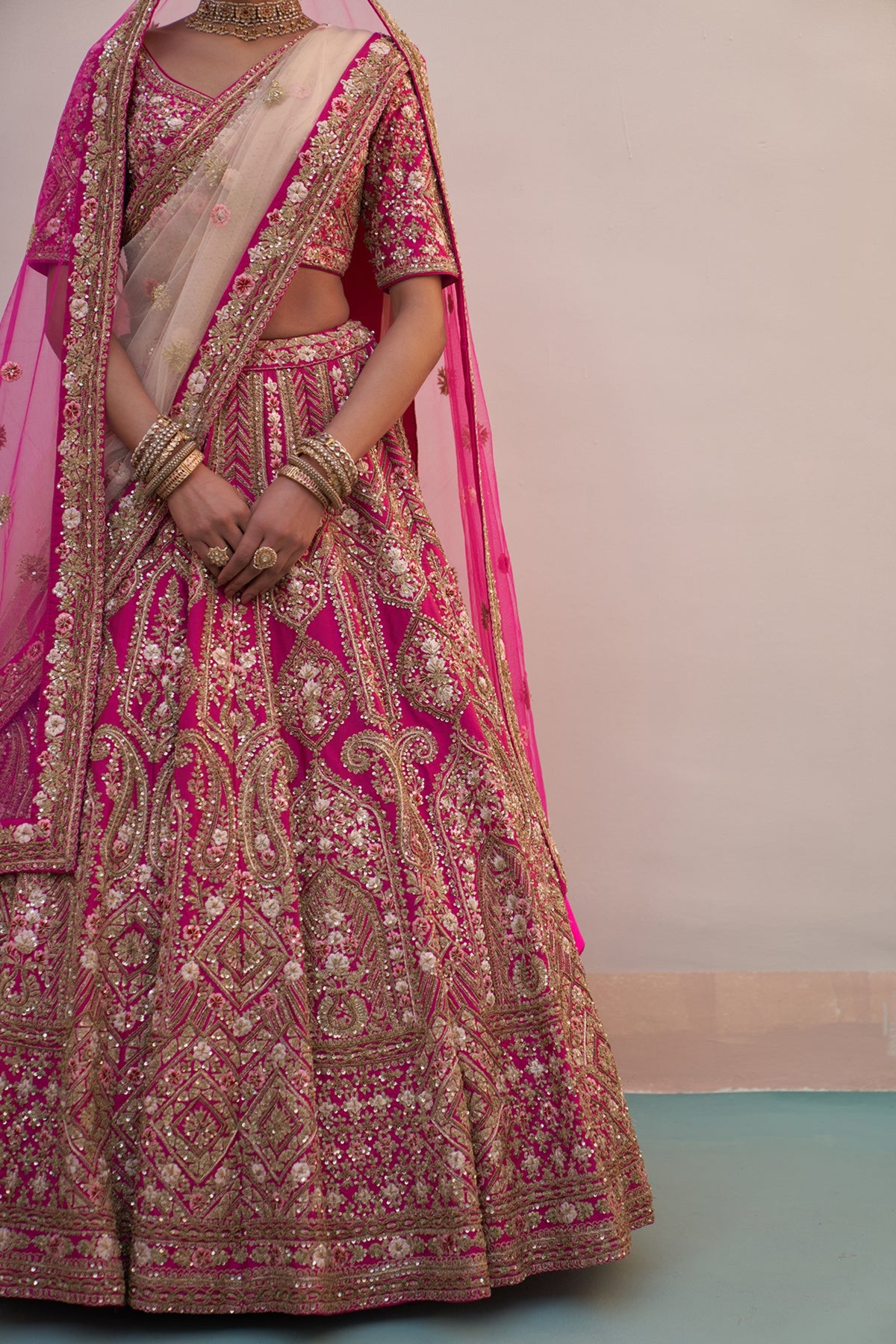 Pink Double Dupatta Lehenga Set