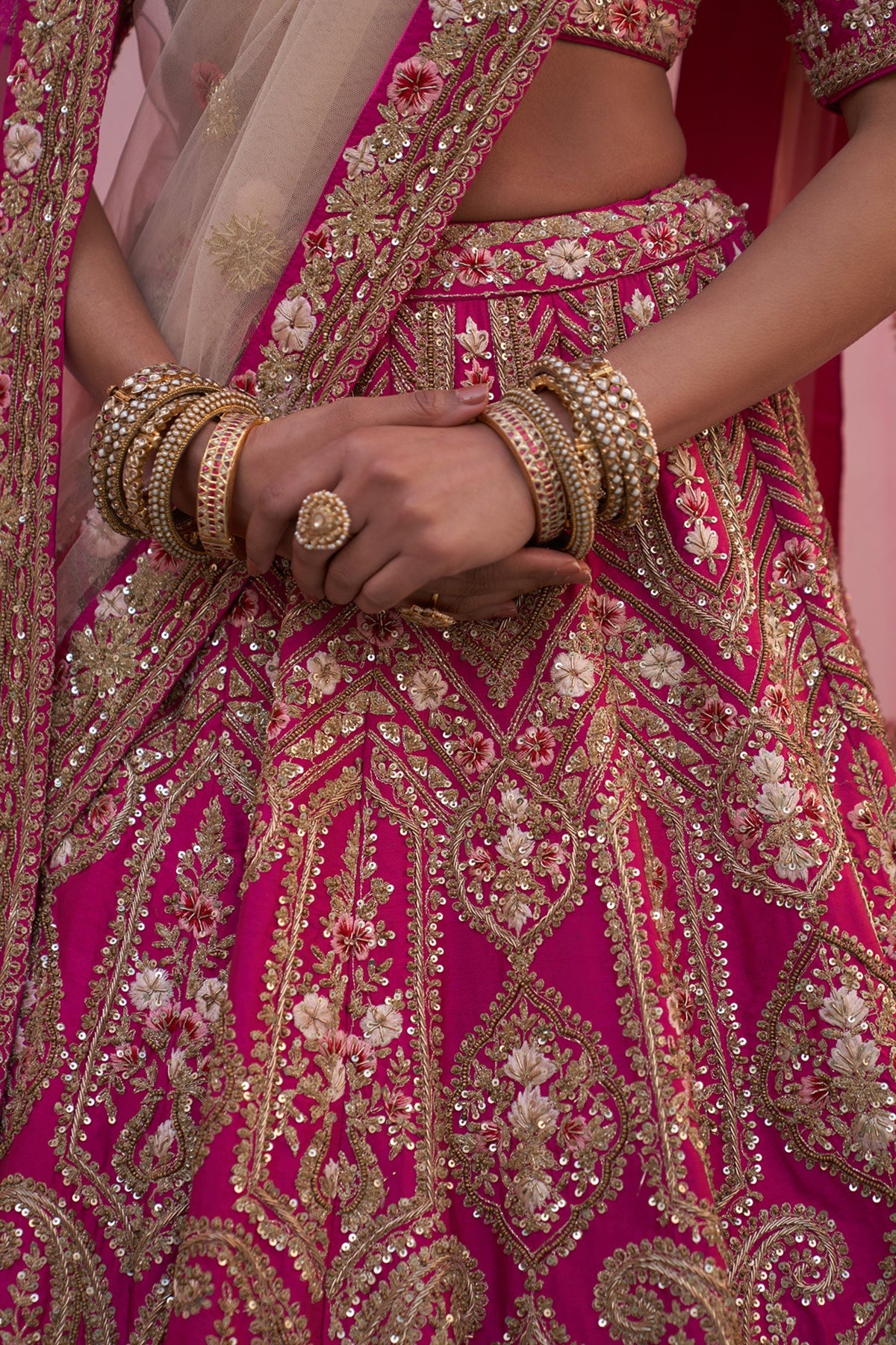 Pink Double Dupatta Lehenga Set