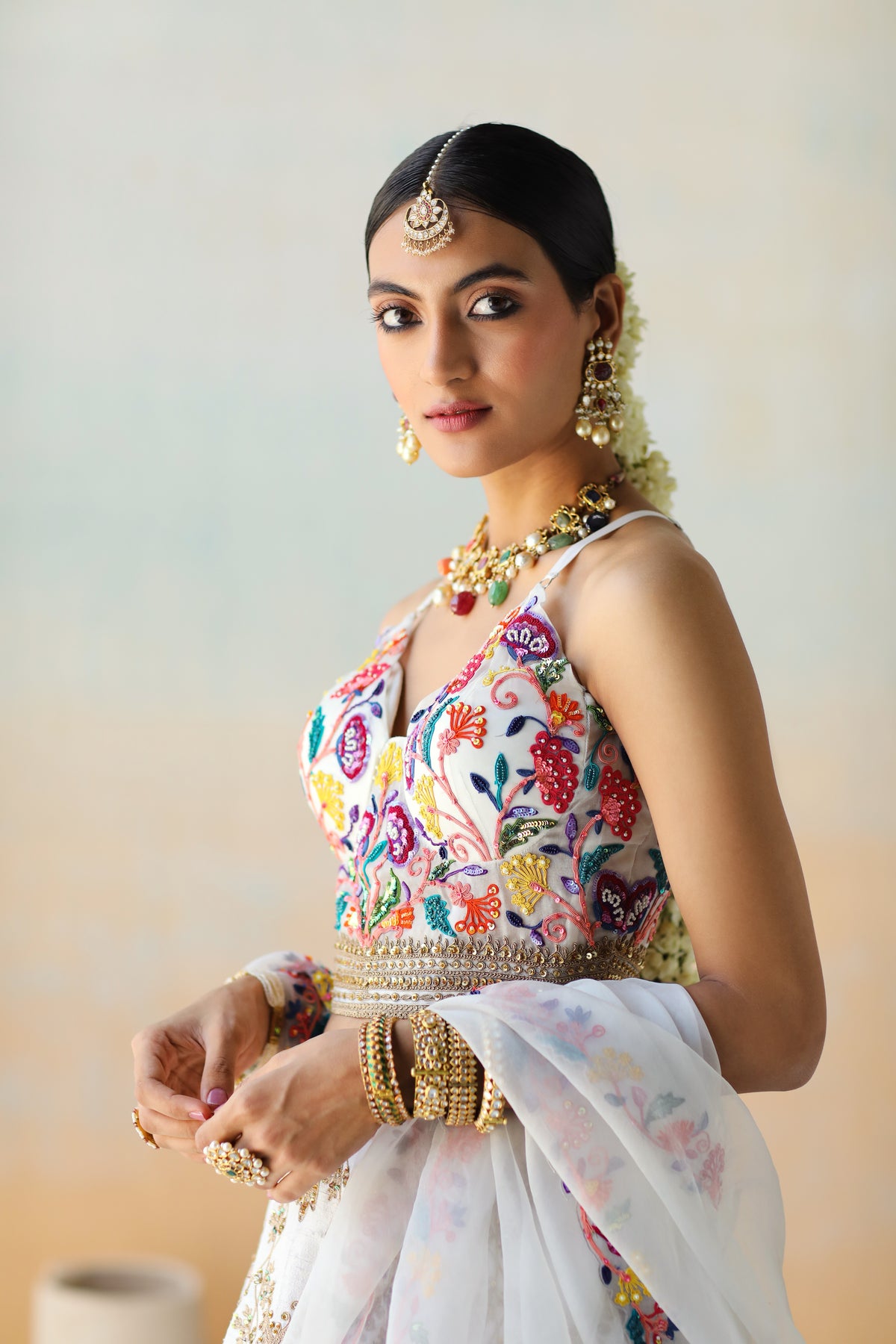 Bright White Lehenga Set