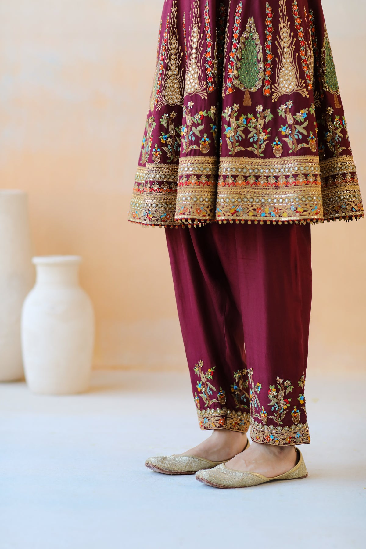 Burgundy Anarkali Set