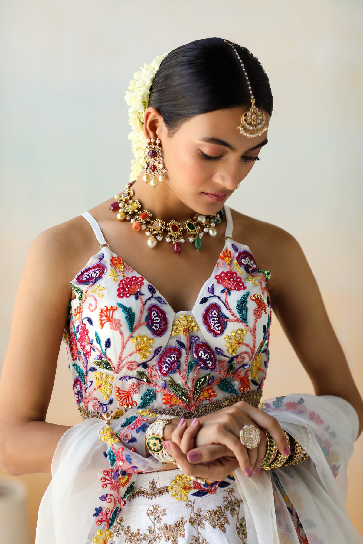 Bright White Lehenga Set