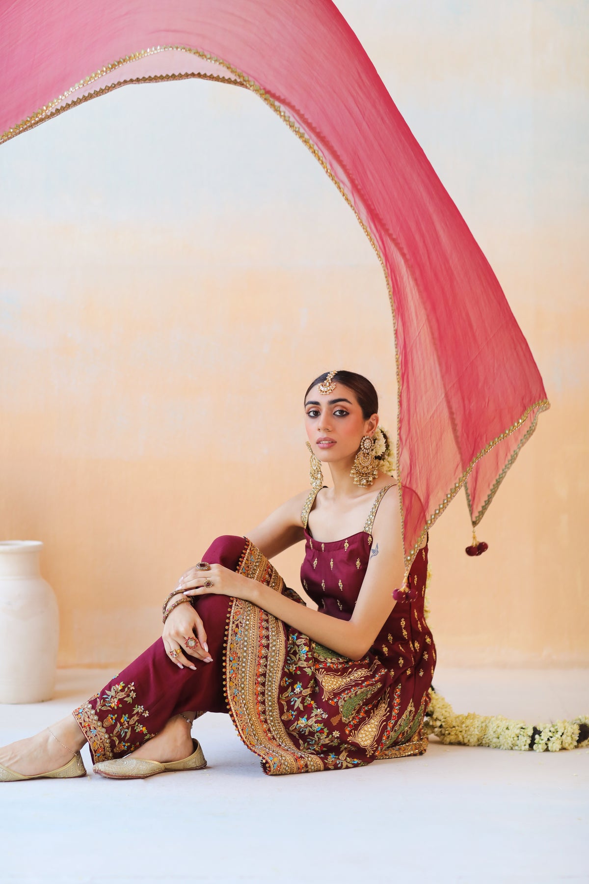 Burgundy Anarkali Set