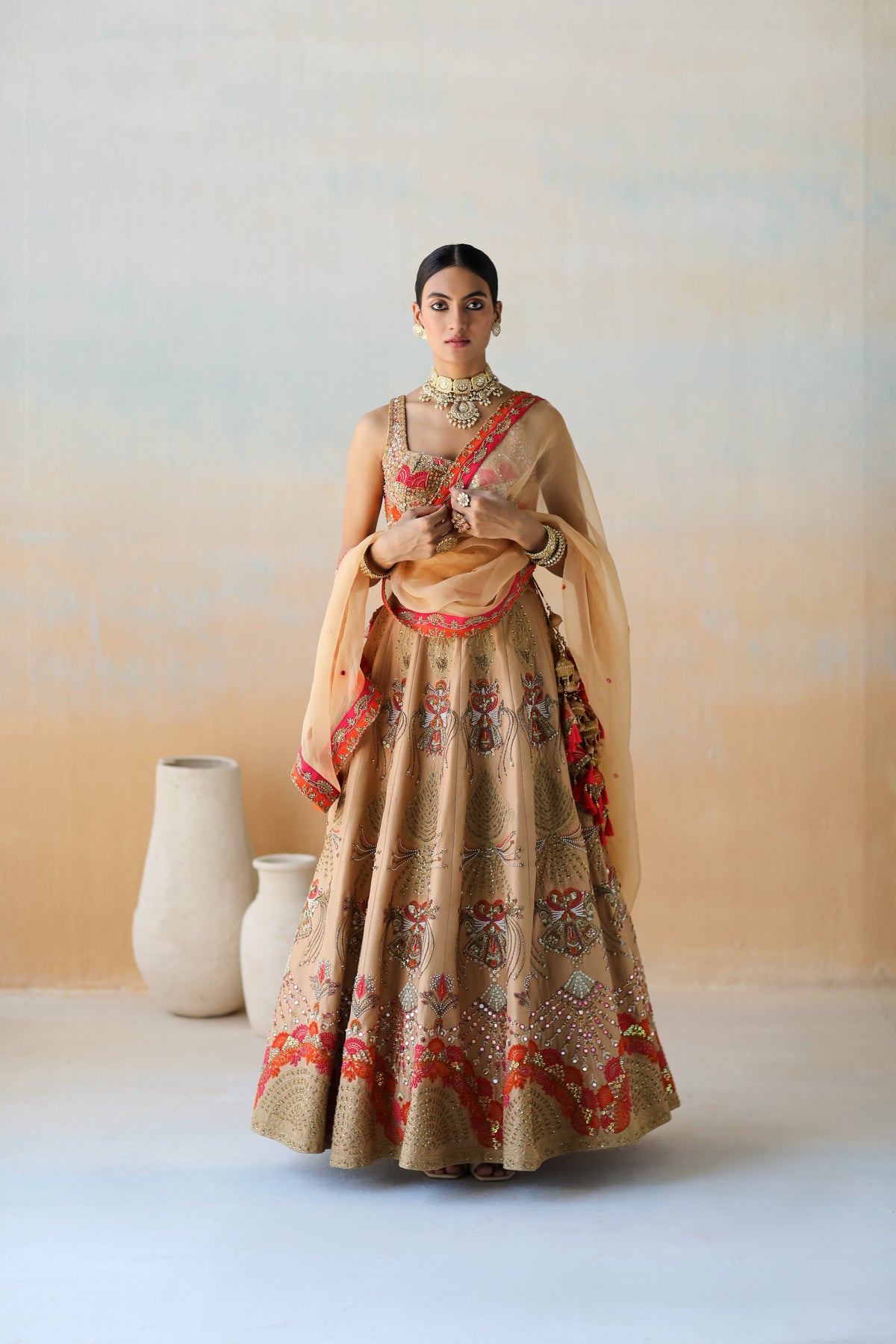 Dull Gold Lehenga Set