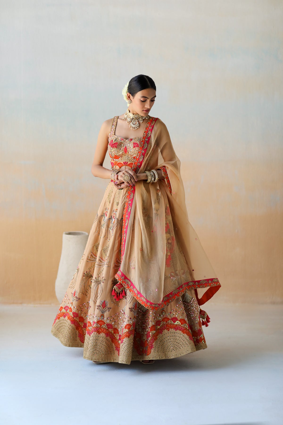 Dull Gold Lehenga Set