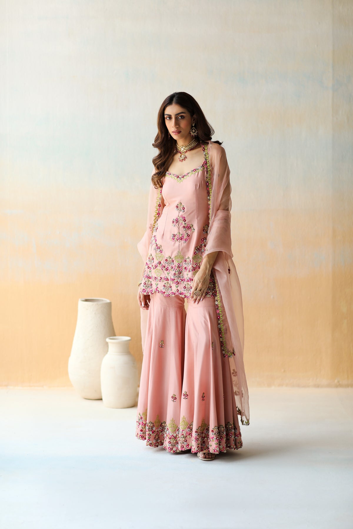 Onion Pink Sharara Set