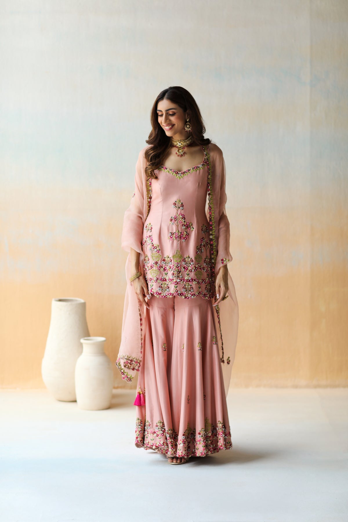 Onion Pink Sharara Set