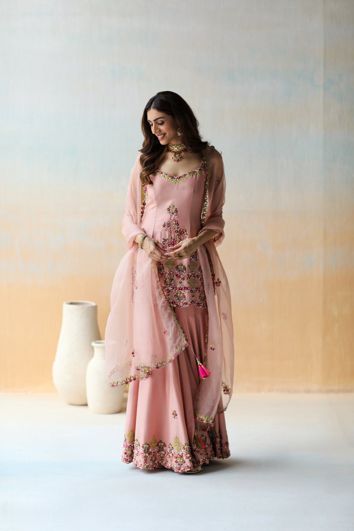 Onion Pink Sharara Set