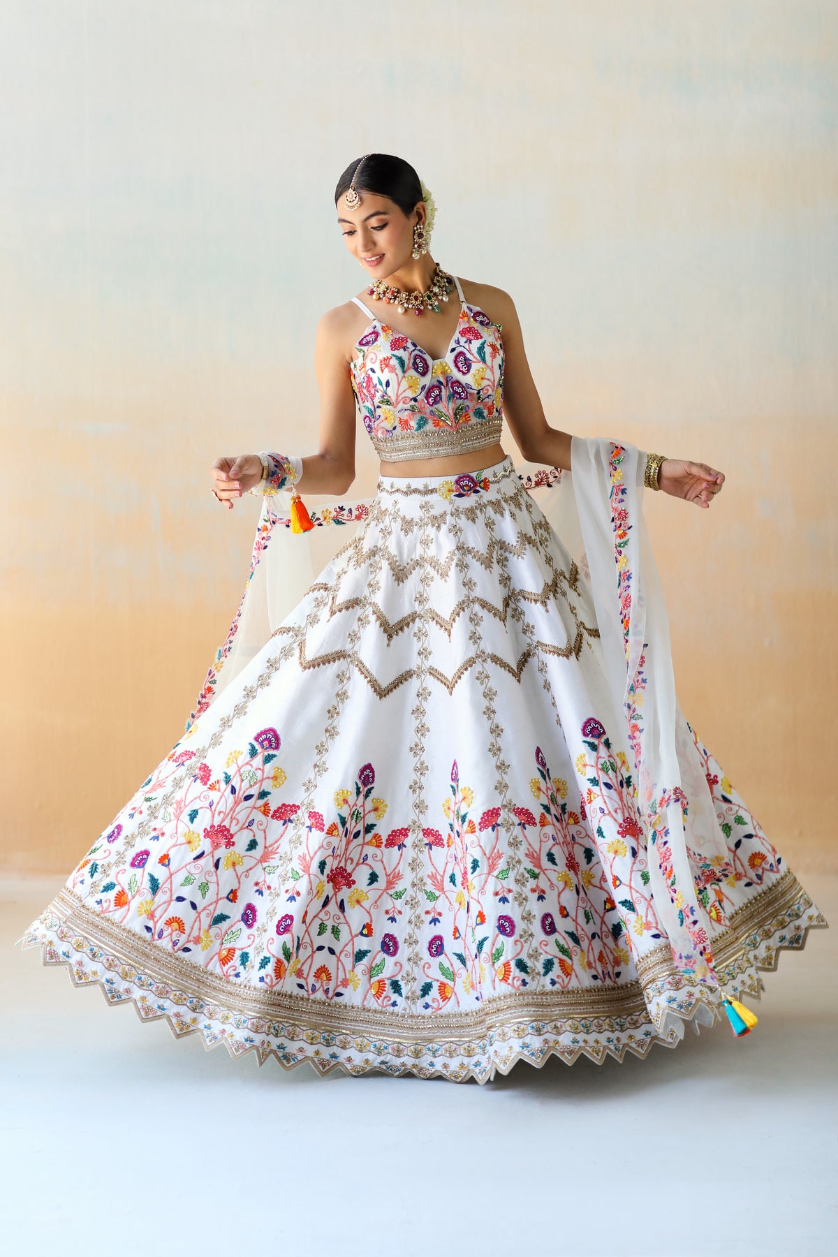 Bright White Lehenga Set