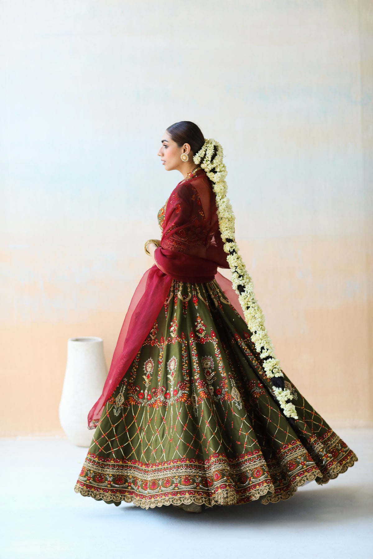 Deep Olive Lehenga Set