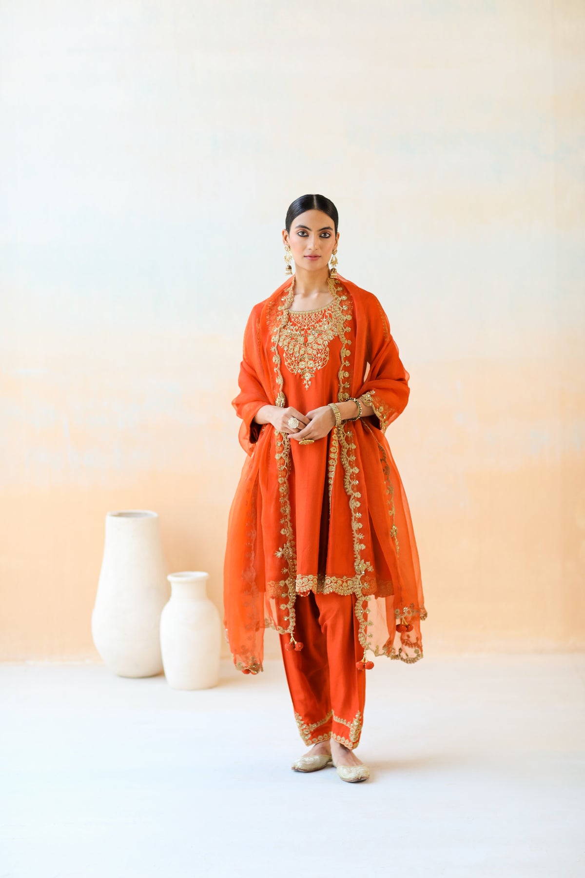 Fire Orange Kurta Set